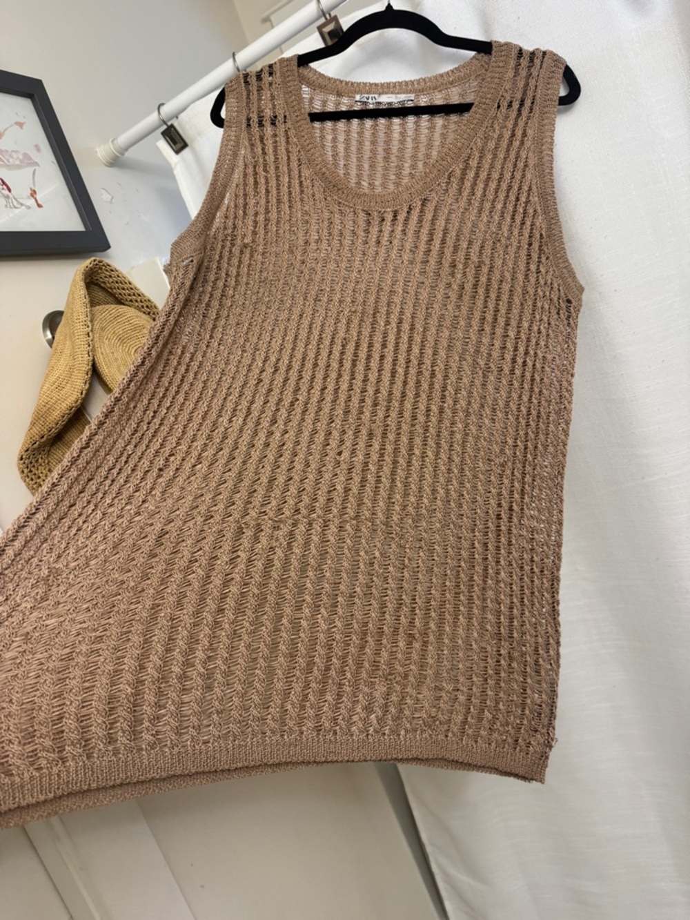 Zara Oversized Open Knit Bohemian Tank Tunic – Size Large - Picture 8 of 8